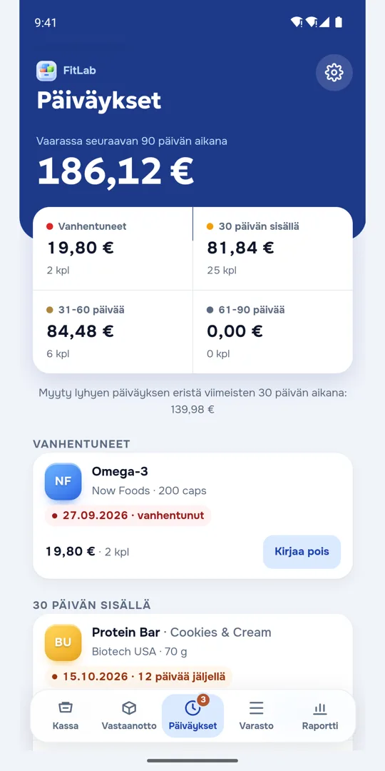 Päiväykset-näkymä
