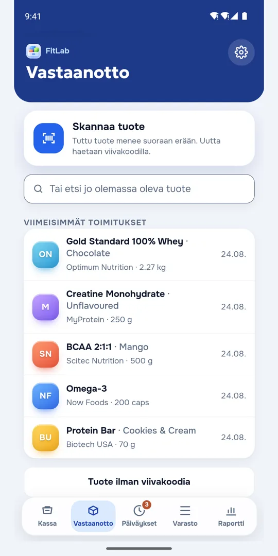 Vastaanottonäkymä