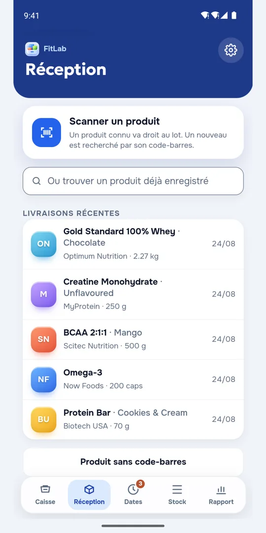 Écran de réception