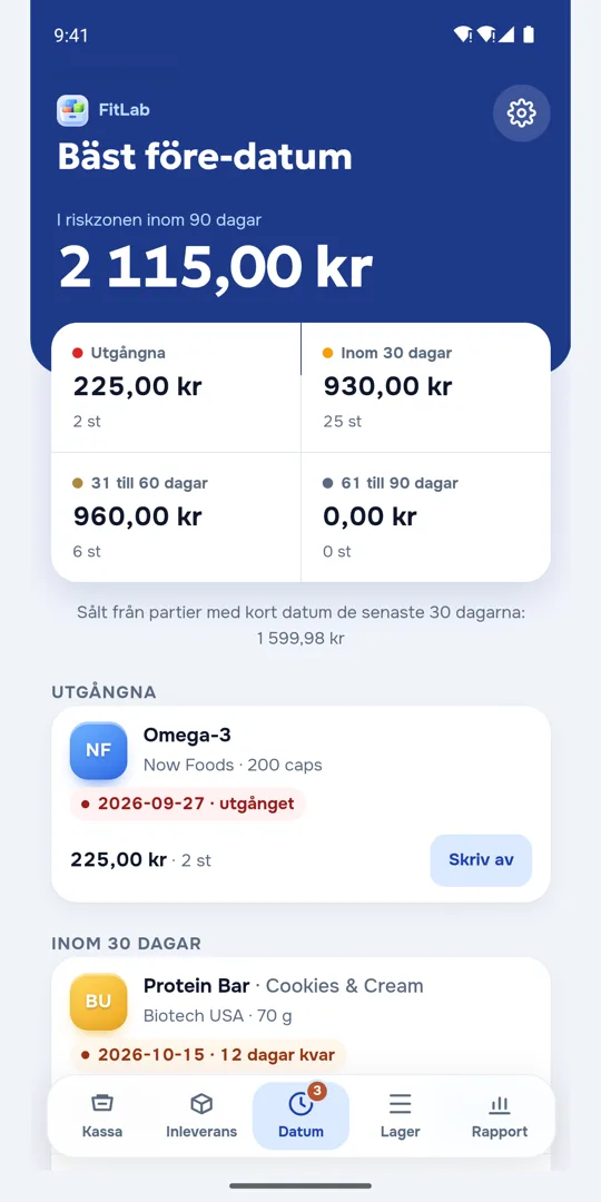 Skärmen med bäst före-datum