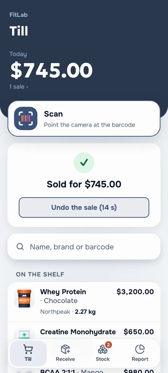 Till screen: Sold