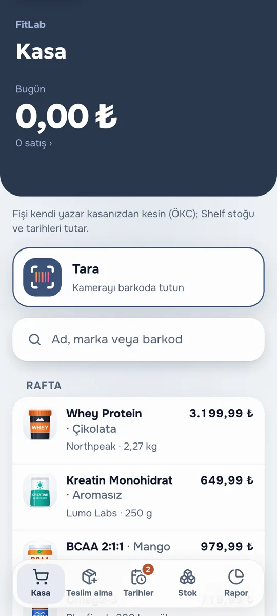 Kasa ekranı: Satışa hazır