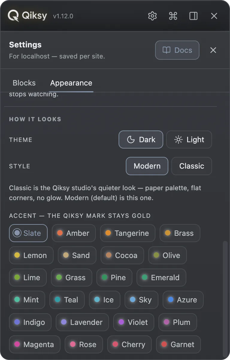 Qiksy — twenty-five accent tints