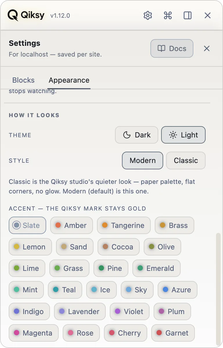 Qiksy — twenty-five accent tints