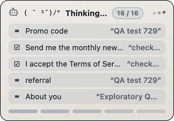 Qiksy — the fill card narrating each field
