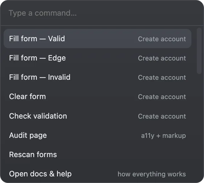 Qiksy command palette